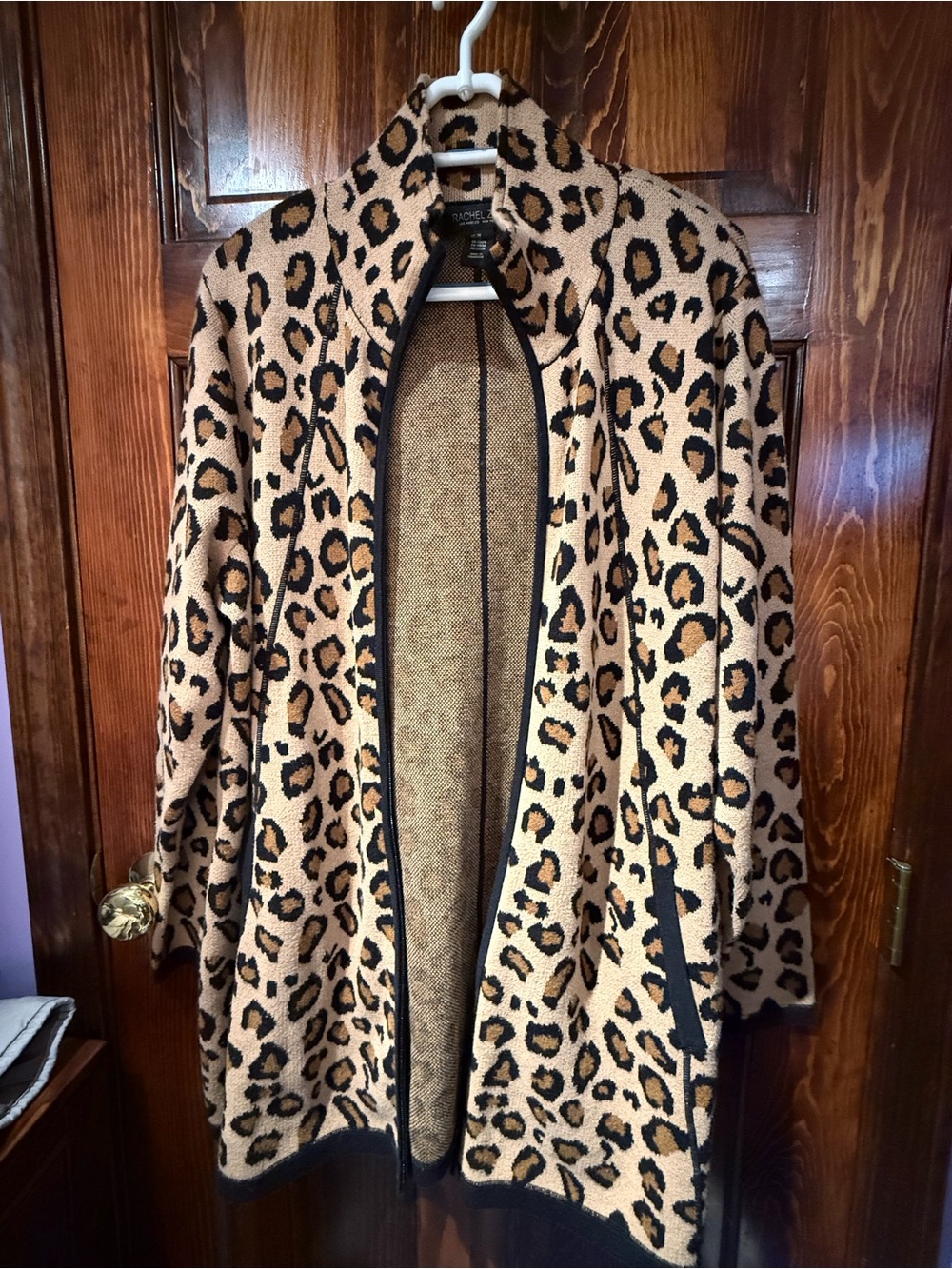 Rachel Zoe Leopard Print Cardigan in Tan, Black, Brown